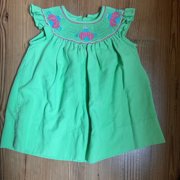 Petite Palace green lady bug smocked dress SIZE 9M - Picture 3 of 5